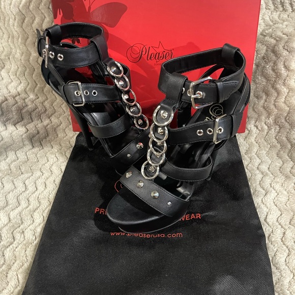 BNWB SIZE 9 PLEASER DELIGHT-658 6” T-STRAP CLOSE BACK EXOTIC DANCE SHOES - Picture 13 of 15